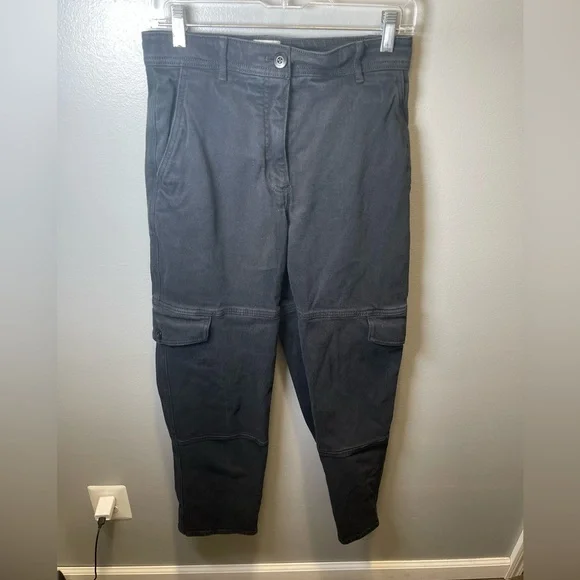 Wilfred Free Aritzia Women's Cargo Black Denim‎ Straight Leg Pants Size 6 - Picture 2 of 5
